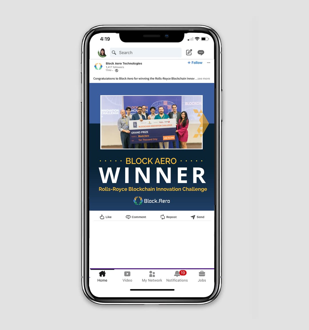 Instagram ad for Block Aero an aviation company